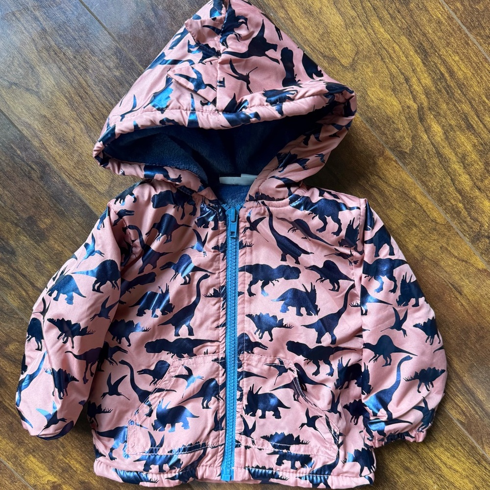 Dinosaur Print fleece lined Hooded Jacket